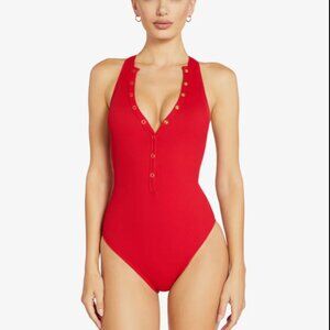 Robin Piccone Amy High Neck 1 Piece in Rhubarb Size 4
